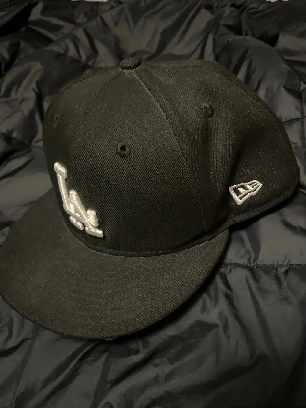 New Era Black Cap with White LA Logo